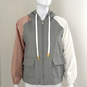 Multi-colored Zip Up Jacket With Hood